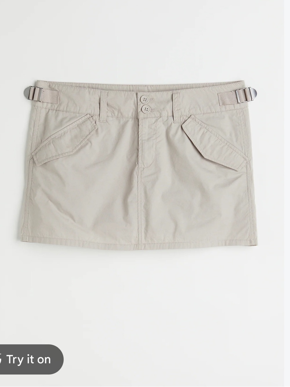 H&M Light Taupe Cotton Utility Mini Skirt